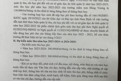 Công khai các điều kiện triển khai hoạt động giáo dục trương MN Hùng Vương cuối năm 2022 – 2023 theo TT 36