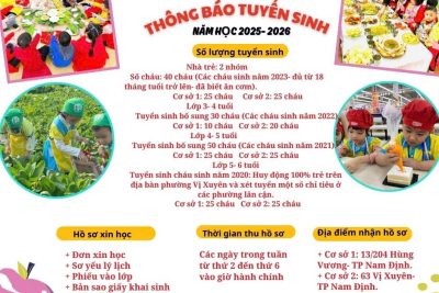 Trường MN Hùng Vương trân trọng thông báo kế hoạch tuyển sinh năm học 2025- 2026.