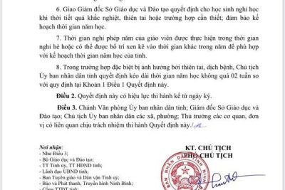 QUYẾT ĐỊNH BAN HÀNH KH THỜI GIAN NĂM HỌC 2025- 2026 ĐỐI VỚI GIÁO DỤC MẦM NON, GIÁO DỤC PHỔ THÔNG VÀ GIÁO DỤC THƯỜNG XUYÊN TỈNH NINH BÌNH