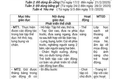 Kế hoạch giáo dục Tháng 02/2025