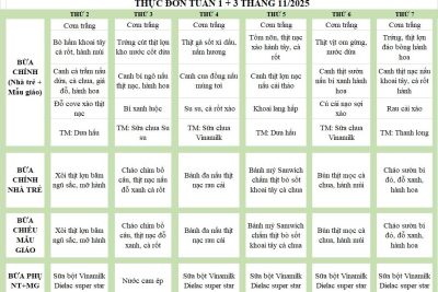 TRƯỜNG MN HÙNG VƯƠNG CÔNG KHAI THỰC ĐƠN MÙA ĐÔNG.